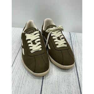 Saye Sneakers Womens 7.5 Green Leather Lace Up Low Top Retro Streetwear
